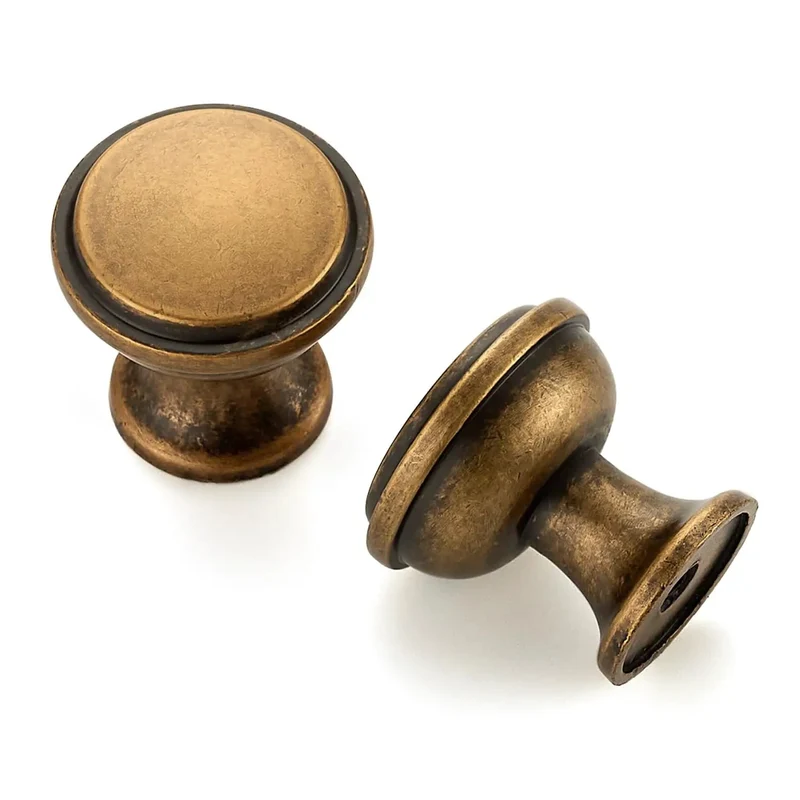 20 Pack Antique Brass Cabinet Knobs 1-1/4 Inch Round Drawer Handles with Fingerprint Resistant Swanky Finish for Kitchen Cabinets and Dressers Adding That Vintage Charm to Any Room Right Now