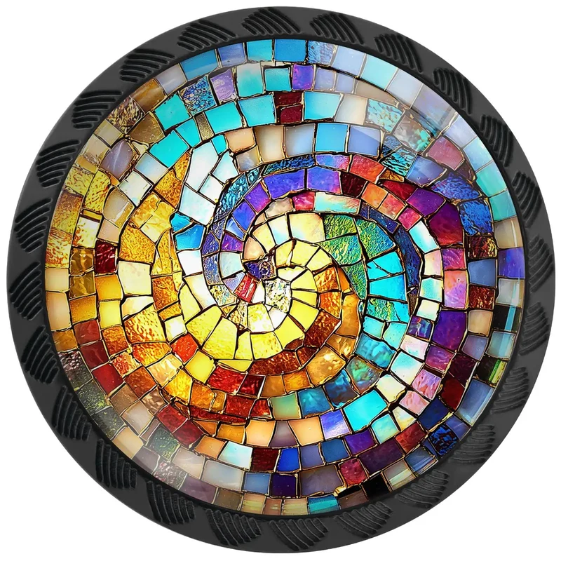 Hella Bright 12 Pack Stained Glass Rainbow Spiral Cabinet Knobs Add Some Slick Style To Any Room With Glossy Mosaic Drawer Pulls Hassle Free Setup For Kitchens