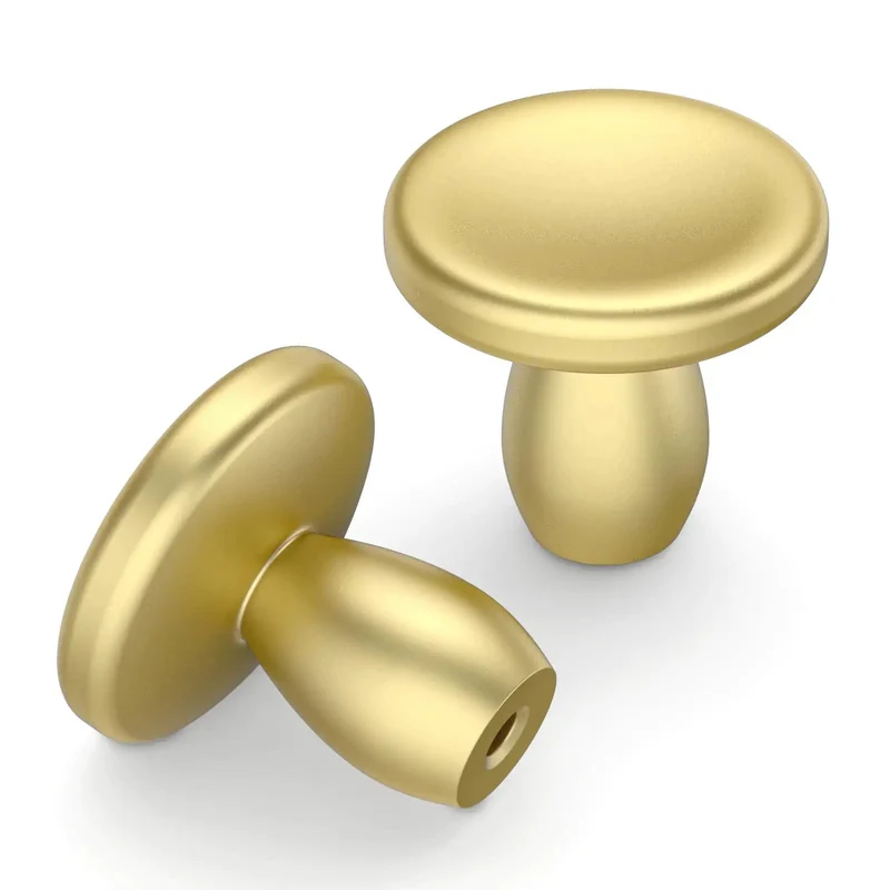 Kick The Look Upgrade With Solid Round Cabinet Knobs And Smooth Drawer Pulls In Dope Brushed Gold Finish Snag This 10 Pack Set For Kitchen Reno Or Bathroom Project Quick Install With All Mounting Hardware Included And Top Shelf Craftsmanship