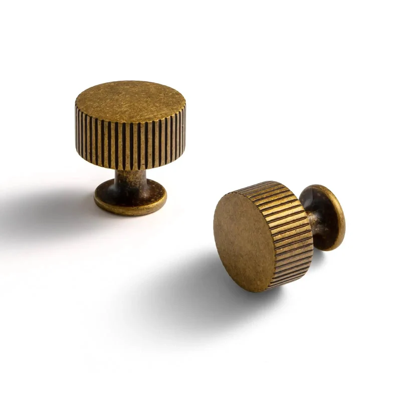 Hella Cool Vintage Antique Brass Cabinet Knobs With Classic Striped Groove Top Shelf Zinc Alloy Pull Hardware Rock Solid Wear Resistant Coating Effortless Install For Kitchen Bedroom Refresh