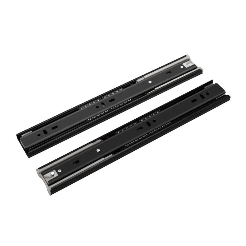 Two Pack Heavy Duty Metal Buffer Drawer Slides Featuring Concealed Bottom Mount Design With Soft Close Damping For Straight Up Quiet Cabinet Operation And Hassle Free Installation