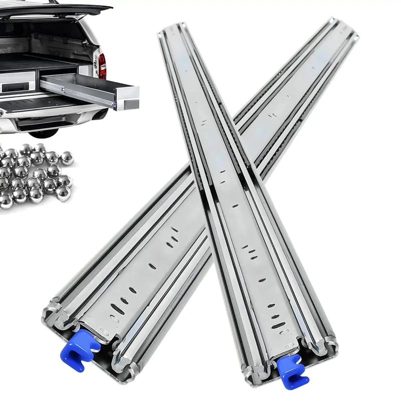 Heavy Duty Full Extension Ball Bearing Drawer Slides With Secure Lock For RV And Pickup Trucks Featuring Rock Solid Three Hundred Pound Capacity Cold Rolled Steel Build Delivers Smooth As Butter Glide Daily
