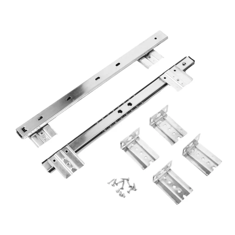 Side-Mounted Ball Bearing Drawer Slides 1 Pair Full Extension Heavy Duty Cold Rolled Steel Cabinet Hardware Silver Finish Double Row Quiet Rolling Top Shelf Slick Runner System