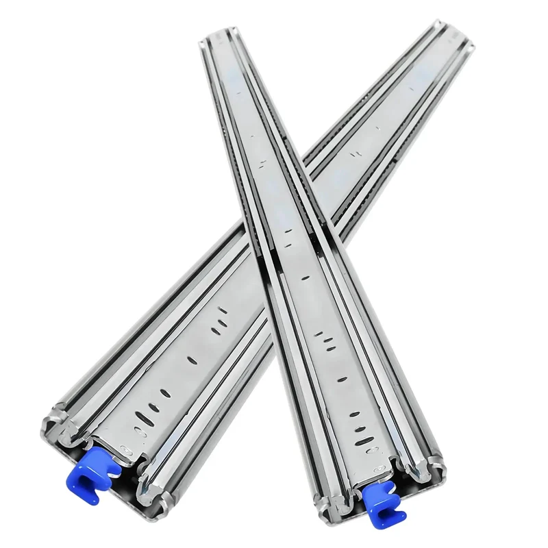 Workhorse Grade Triple Extension Drawer Slides Featuring Smooth Ball Bearings And Secure Lock Stops Supports Up To Three Hundred Pounds For Tough Garage And Tool Cabinets