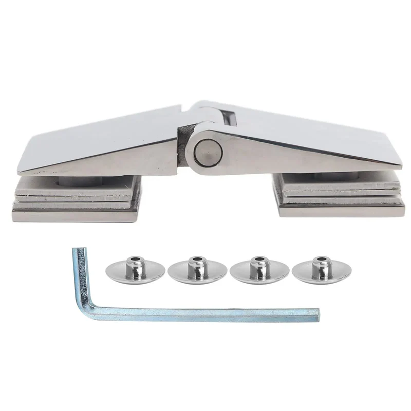 Heavy Duty 304 Stainless Steel Beveled Double Sided Shower Door Hinge With Complete Installation Kit Fits 8 To 12 Mm Tempered Rock Solid Rustproof Bathroom Hardware Built Like A Tank For Smooth No Fuss Operation