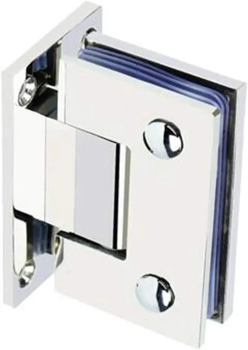 Premium Rock Solid Shower Glass Door Hinges For Eight To Twelve Millimeter Tempered Panels SUS304 Stainless Steel Ninety Degree Bathroom Pivot Clips Heavy Duty Mirror Finish Wall Bracket Hardware