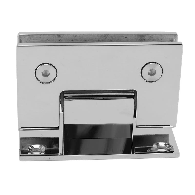 Heavy Duty Built Tight Frameless Glass Door Hinge 90 Degree Stainless Steel Self Closing Pivot Hardware For 8 To 12 Millimeter Bathroom And Shower Glass With Smooth Wall Install