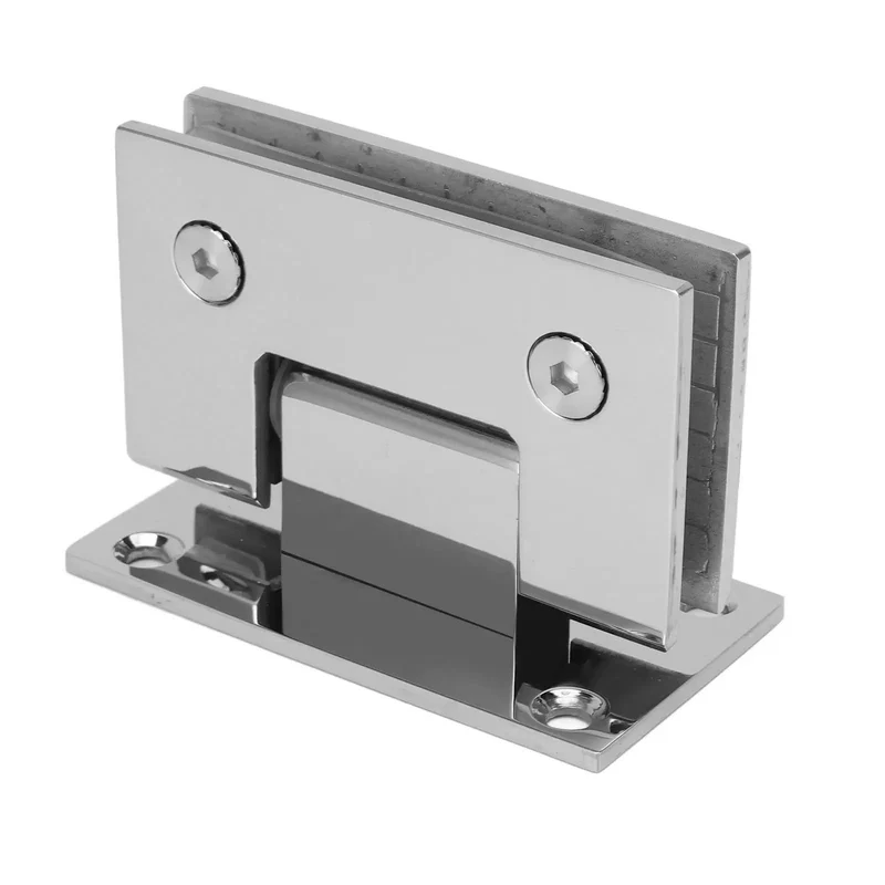 Heavy Duty 90 Degree Glass Shower Door Hinges With Self Closing Feature Rock Solid Stainless Steel Bathroom Frameless Clamps For Eight To Twelve Millimeter Glass Built Tough And Smooth Operator Design