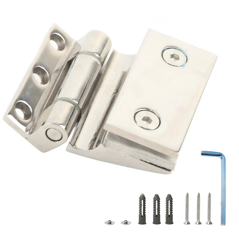 Rock Solid Stainless Steel Hinge Plays Nice With Tempered Glass Doors Smooth Polish Finish Fits 8 To 12mm Kitchen Cabinet Single Sided Curved Bathroom Hardware Guaranteed