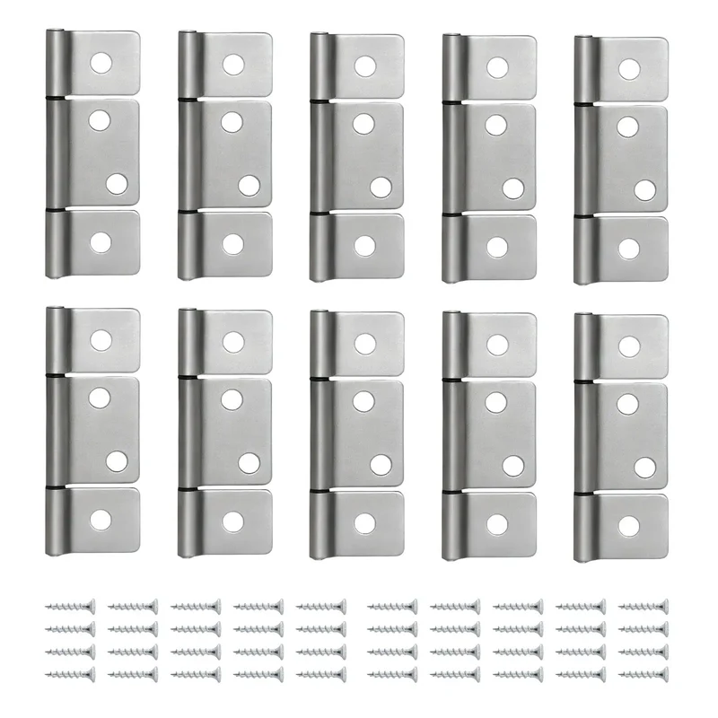 Built Tough Three Leaf Hinges Satin Nickel With Flush Screws For RV Mobile Home Bifold Closet Doors No Fuss Non Mortise Setup Smooth Operation Premium Hardware 10 Pack