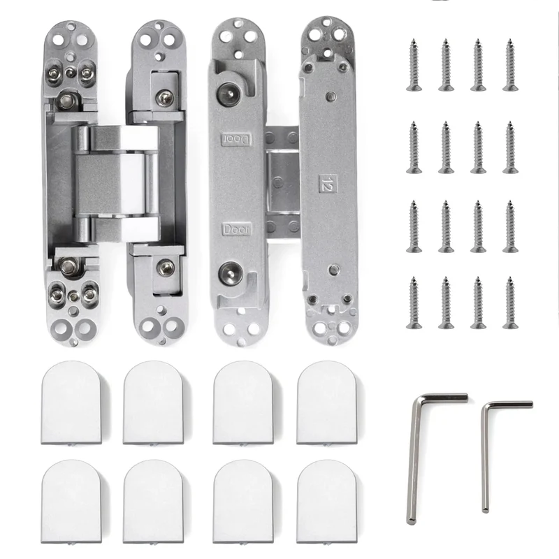 2 Pack 6 Inch Hidden Door Hinges Heavy Duty Matte Silver Zinc Alloy Smooth Swing Built Like A Tank For Interior Doors And Cabinets Pain Free Install Solid Hardware You Can Really Trust Today