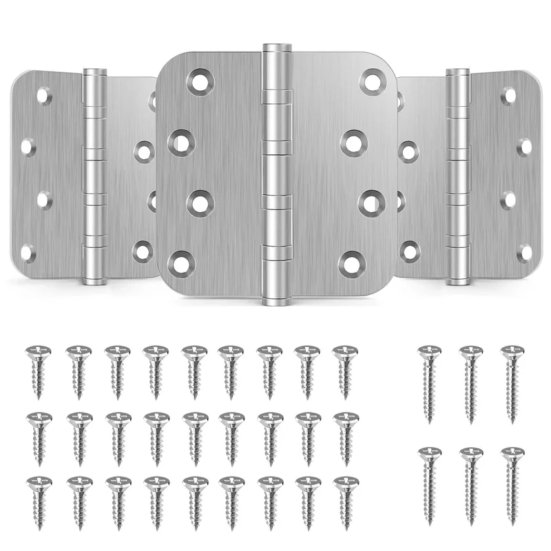 Heavy Duty Ball Bearing Door Hinges 4X4 Brushed Nickel Finish Exterior And Interior Hardware Set Includes Full Screw Kit For Butter Smooth Swing And Easy Upgrades