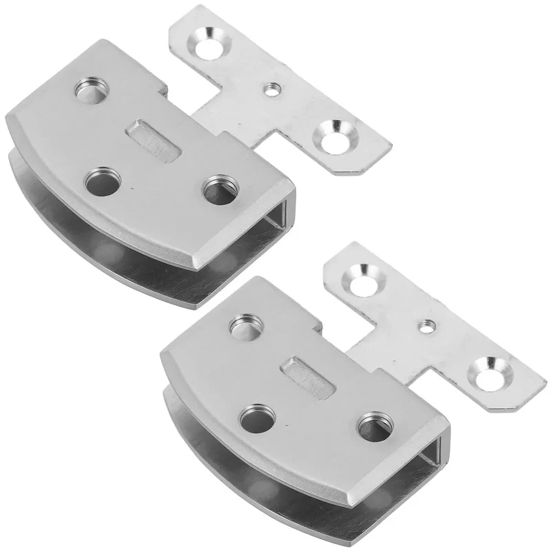 Double Pack Dead Quiet Stainless Steel Glass Door Hinges For Bathroom Kitchen Cabinet Replacement Top Shelf Soft Close Hardware With Easy Snap Setup Rock Solid Mirror Bracket Set