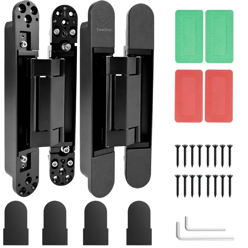 Pair Of Heavy Duty Hidden Door Hinges 9.7 Inch Concealed Flush Hardware Rock Solid Quiet Operation Smooth Closing Foolproof Install For Tight Fit Standard Interior Cabinets