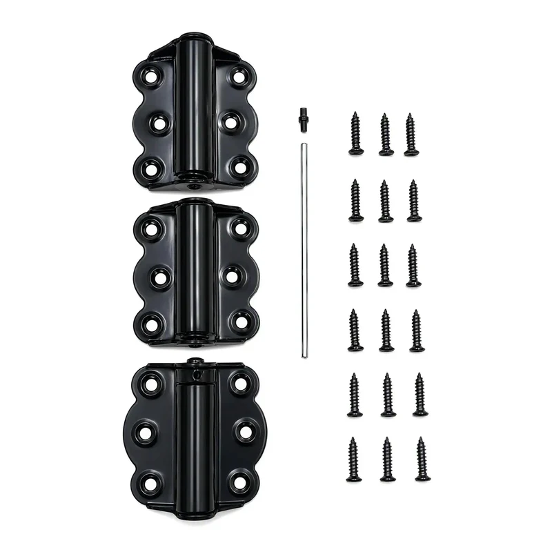 Tough As Nails Black Self Closing Screen Door Hinge Set 2-3/4 Spring Steel Hinges With Auto Close Action Includes Adjustment Tool Screws And No Sweat Setup