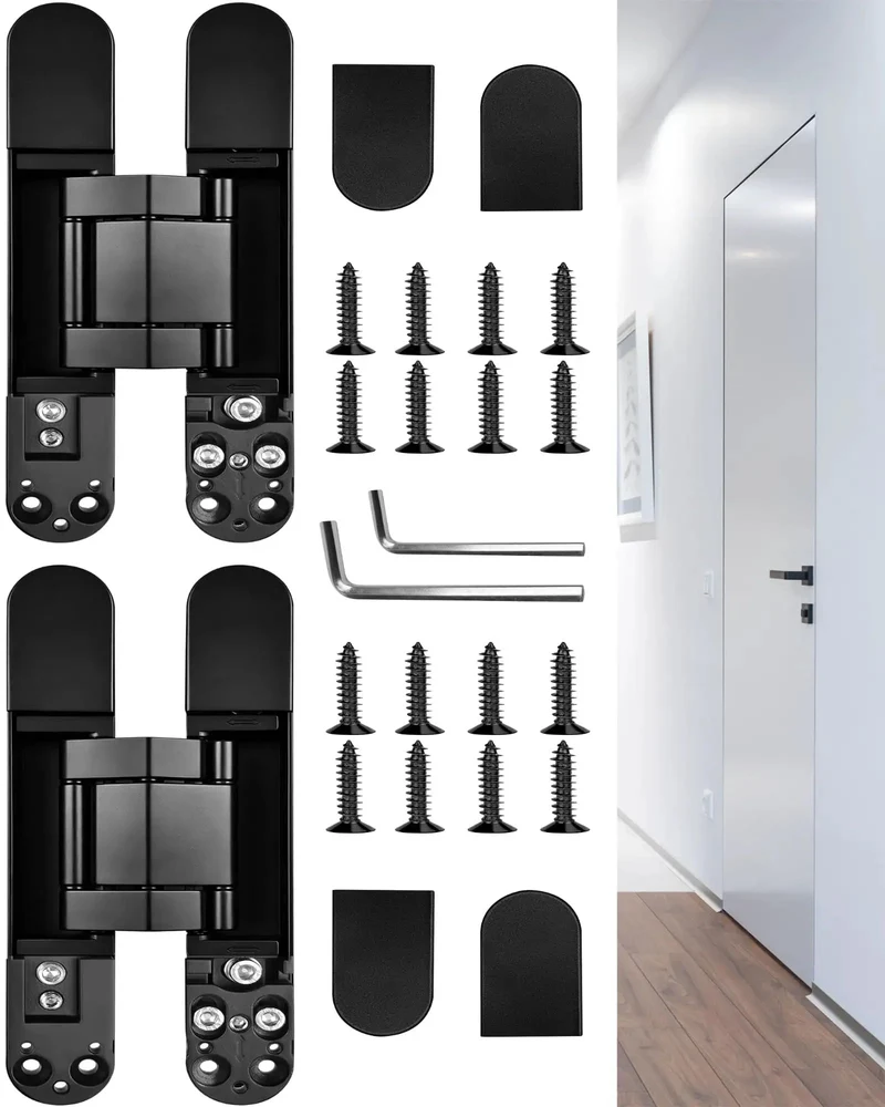 Heavy Duty 7 Inch Invisible Hidden Door Hinges Zinc Alloy Concealed Hinge System For Large Wood Doors Holds Up To 176 Lbs Per Pair Smooth Action No Sagging Pro Grade Quality Corrosion Resistant