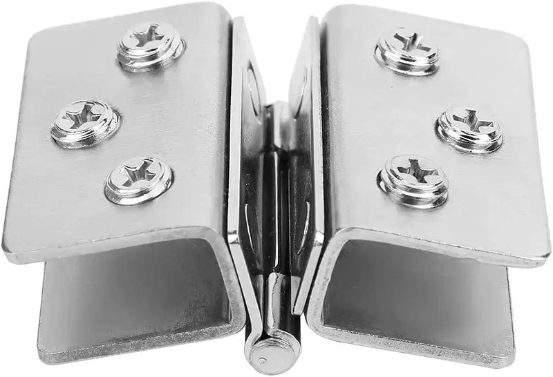 Heavy Duty Stainless Steel Glass Door Hinges Built Tough For Hassle Free Zero Impact Drilling Rock Solid Double Opening Clamp Clip For Cabinets And Cupboards Rust Proof Nickel Copper Finish Two Pack