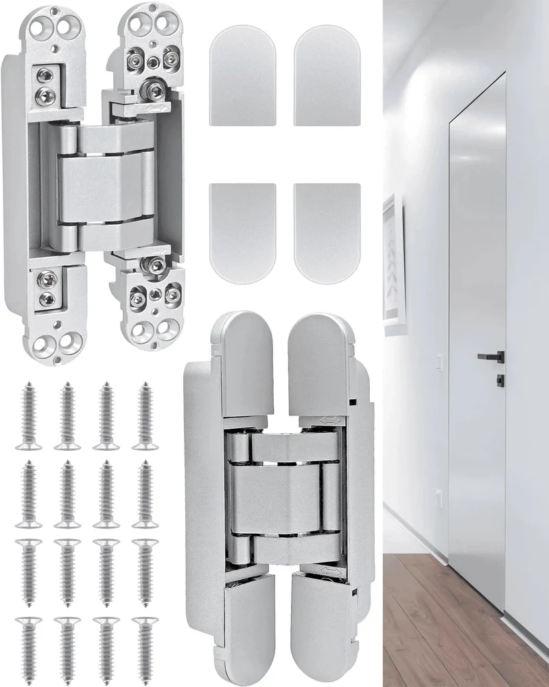 Heavy Duty Hidden Door Hinges 2 Pack, 6 Inch Concealed Hinge With 3 Way Adjustable Build, Badass Tamper Proof Security For Panic Rooms, No Sweat Setup And Strictly Invisible Door Hardware