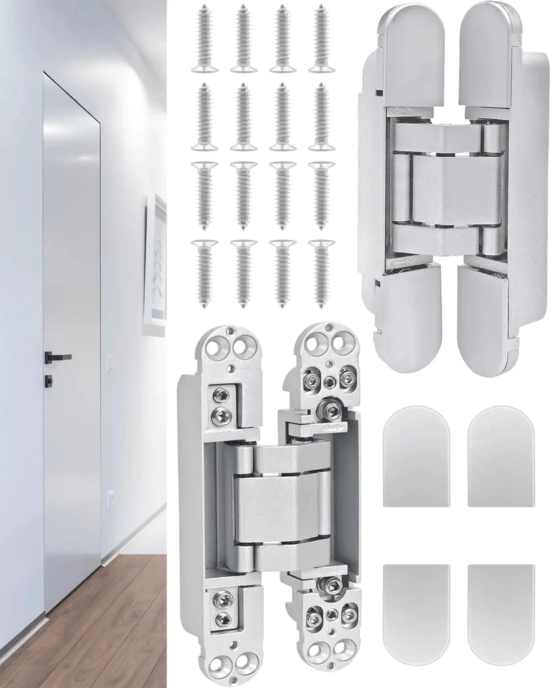 180 Degree Concealed Hidden Door Hinges Heavy Duty Zinc Alloy Invisible Pivot Hardware Corrosion Resistant Handles Loads Like A Boss Sleek Hideaway Design Zero Visible Pins Complete Install Builder Ready