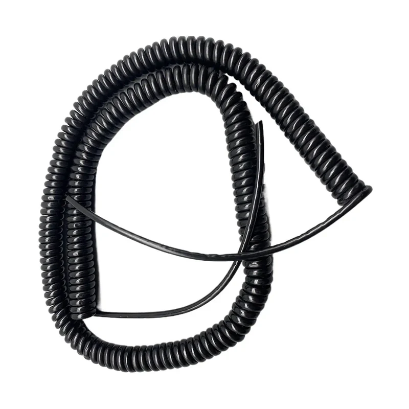 Heavy Duty Coiled Power Extension Cord With Five Core Wiring And Tough Polyurethane Jacket Self Stretching Spring Design Tangle Free Flex Cable For Shop And Home