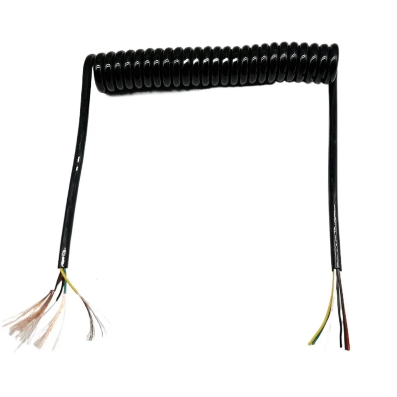 Slick Black Braided Expandable Power Cord With Coiled Spring Design Offers Snappy Auto Retracting Action That Gives You Extra Reach Without The Mess Perfect For Workspaces And Living Spaces