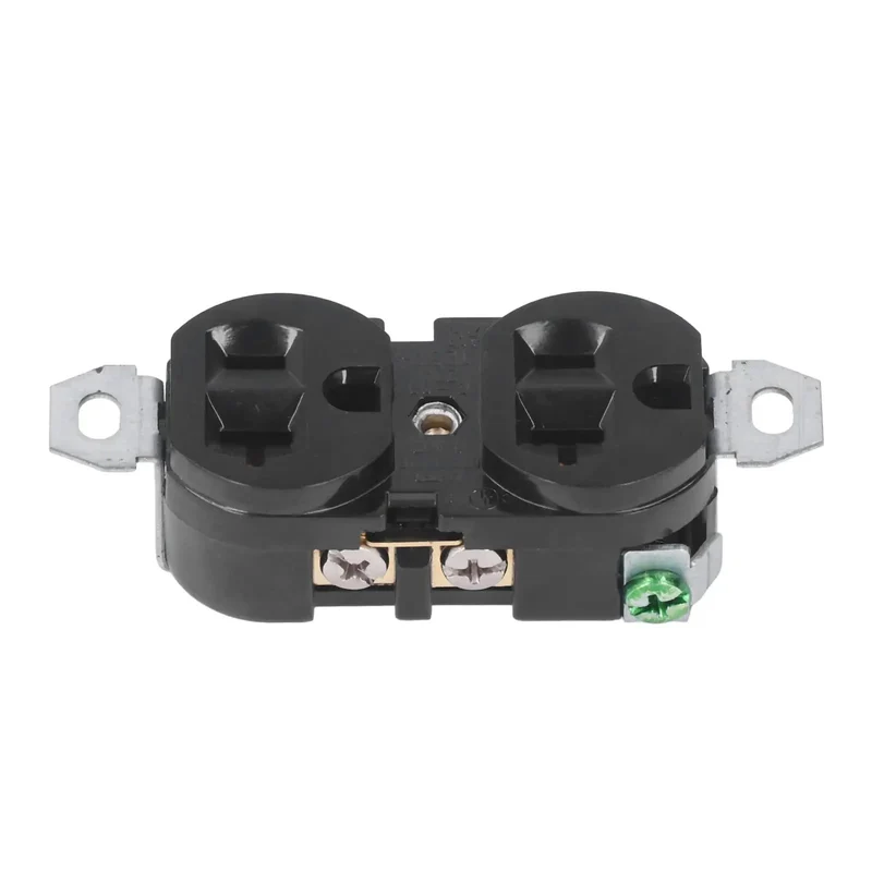 Heavy Duty Industrial Duplex Power Outlet 20 Amp 125 Volt Double Wall Socket For Stove Dryer Generator Tough As Nails Brass Conductors Workhorse Grade PA66 Nylon Shell Plug And Play Ready