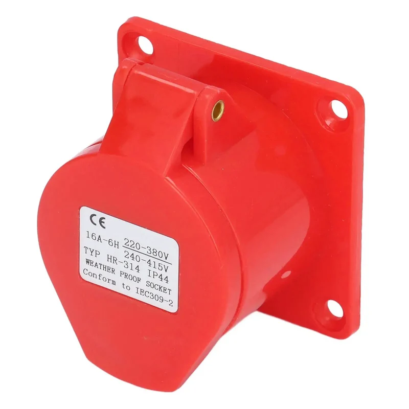 Red Industrial Concealed Power Socket Featuring IP44 Weatherproofing And Solid Brass Terminals With Tough PC Shell Delivers A Sick Sleek Profile For Workspaces Built Like A Tank With Super Smooth Setup For Badass Results