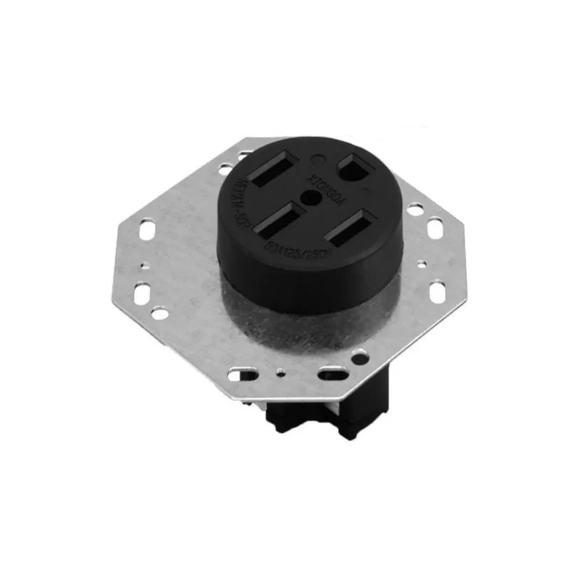 Hella Tough Octagon Electrical Outlet Four Prong Power Receptacle With Heavy Duty Steel Housing And Built In Overcurrent Shield For Rv Conversions And Campground Hookups