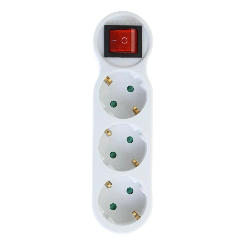 Heavy Duty Eu Standard 3 Way Power Strip Adapter With Two Pin Round Holes Compact White Wall Outlet Converter 250V 16A Hella Solid Build Quality For Smooth Home Power Flow