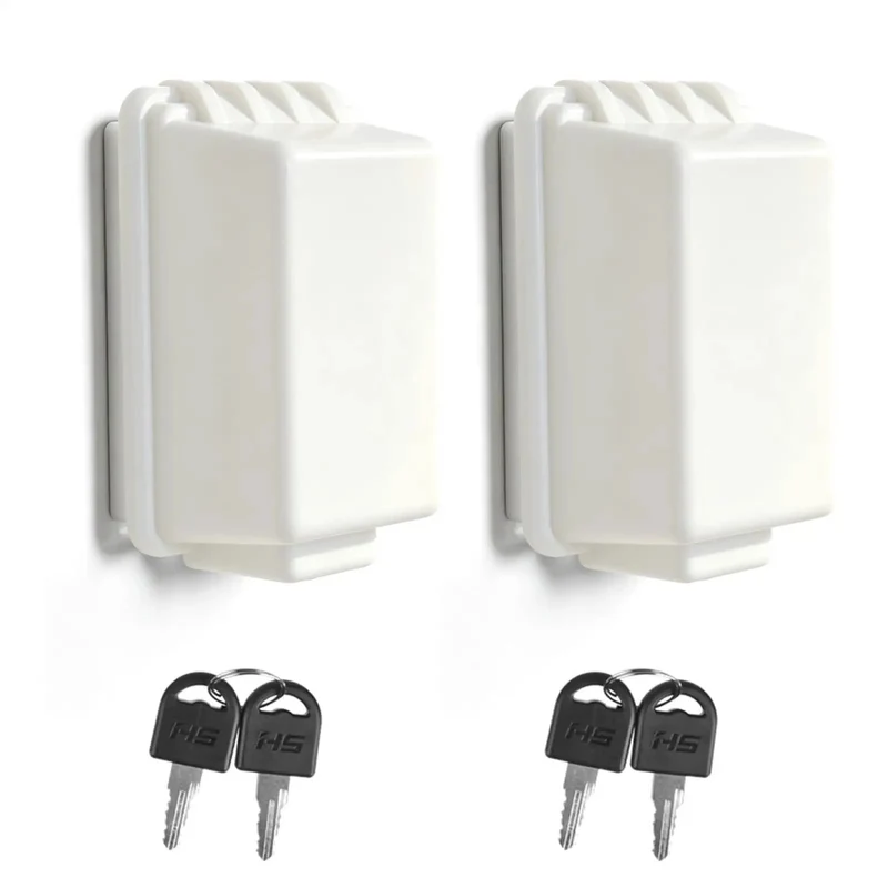 Lockable Waterproof Outdoor Electrical Outlet Cover Box With Key And Drip Proof Weather Shielding For Standard Sockets Built Tough To Block Rain And Dust Solid Two Pack White Setup Gonna Keep Your Plugs Safe Indoors Or Out