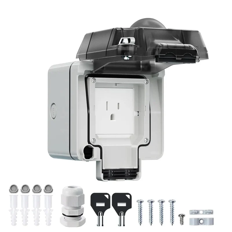 Heavy Duty One Gang Outdoor Electrical Outlet Box Featuring IP66 Weatherproof In Use Cover Shields Your Patio Setup From Brutal Rain And Dust While Keeping Things Tight And Dry No Sweat Through Peak Season