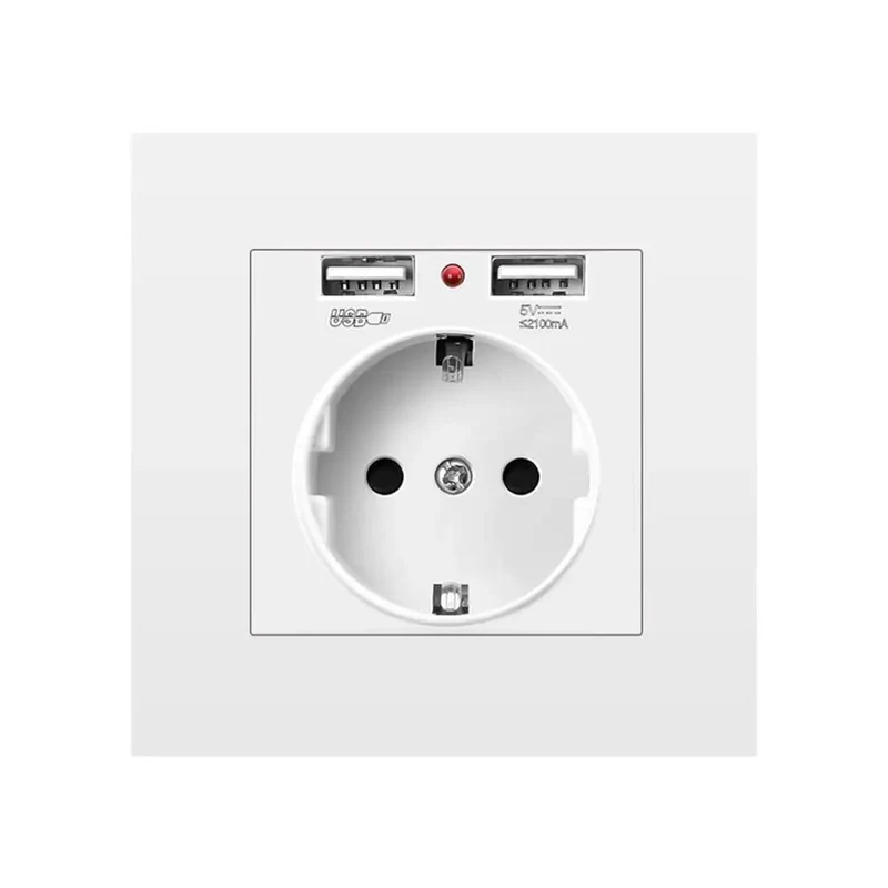 Straight Up Wall Outlet With Dual Usb Ports 5V 2 1A Fast Power 16A EU Standard Plugs Right In And Keeps It Clean On Any Wall For Your Daily Tech Setup