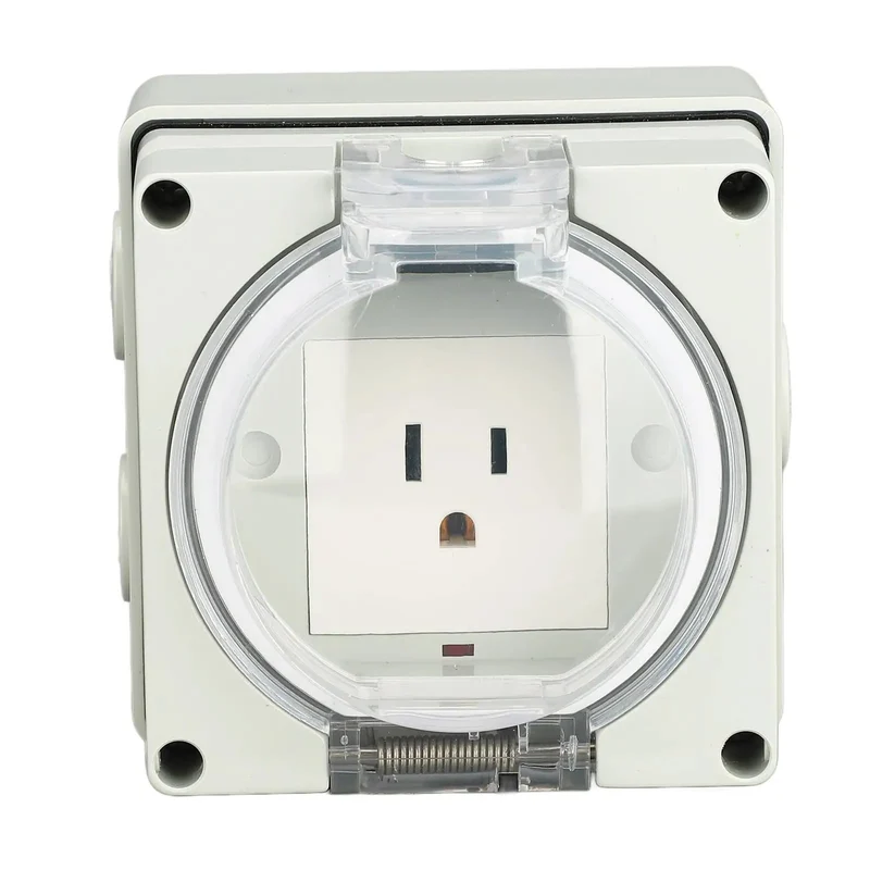 Heavy Duty Outdoor Electrical Outlet With Clear IP66 Rated Cover Built To Dodge Downpours Like A Champ While Delivering Reliable Power To Your Deck Patio Or Yard Setup Without Any Headaches