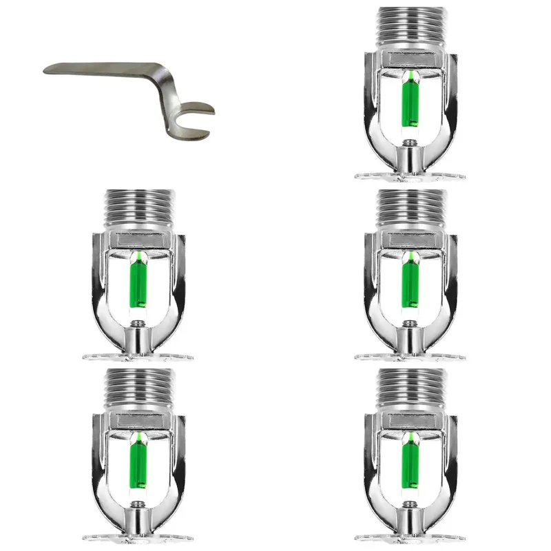 Top Shelf Quick Response Pendant Fire Sprinkler Heads Half Inch Thread 93C Temp Rating With Rugged Wrench Slick Plated Copper Fit For Tight Building Codes And Ready Set Go Emergency Prep