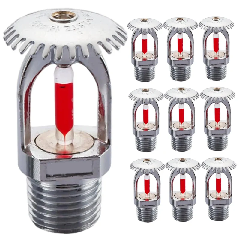 Score These Durable 10 Piece Fire Sprinkler Heads With Quick 155 Degree Activation And Reliable Half Inch Threading For Rock Solid Upright Water Spray Coverage Across Homes Workshops And Commercial Spaces