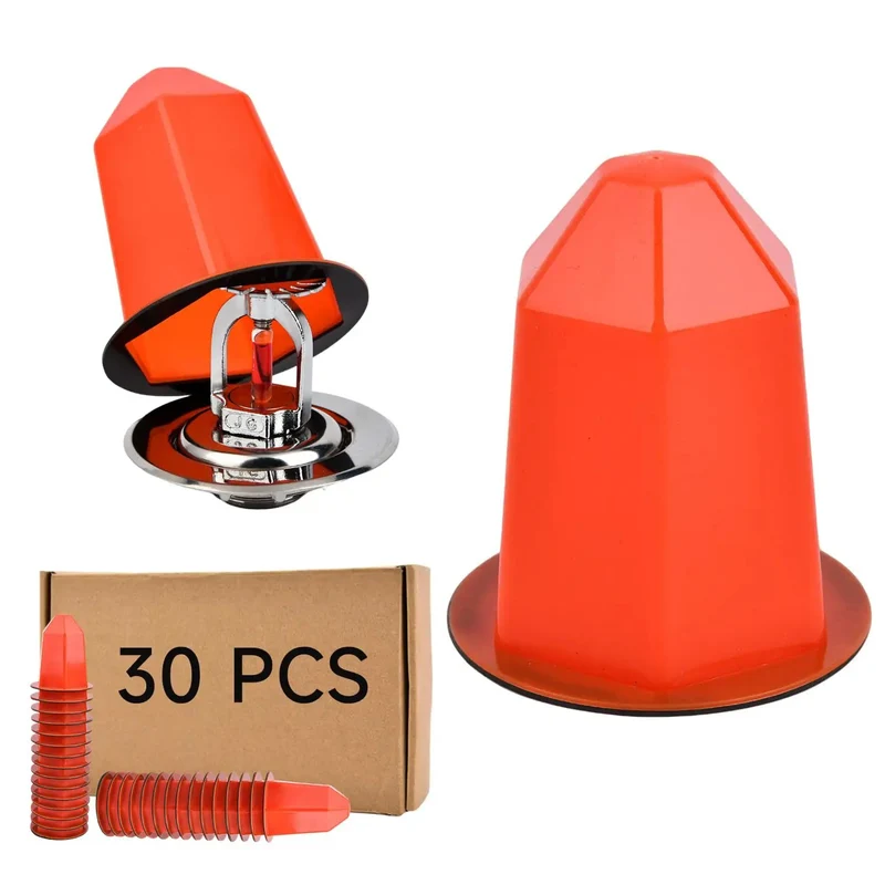 Orange Fire Sprinkler Paint Covers 30 Pack Ceiling Guard Caps Snaps Right On Pro Heavy Grip Renovation Masks Shield Nozzles Zero Mess Guaranteed
