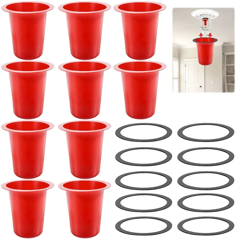 Paint Proof Magnetic Fire Sprinkler Head Covers 10 Pack Reusable Overspray Shields For Contractor Renovation And Interior Painting Jobsites In Bold Red