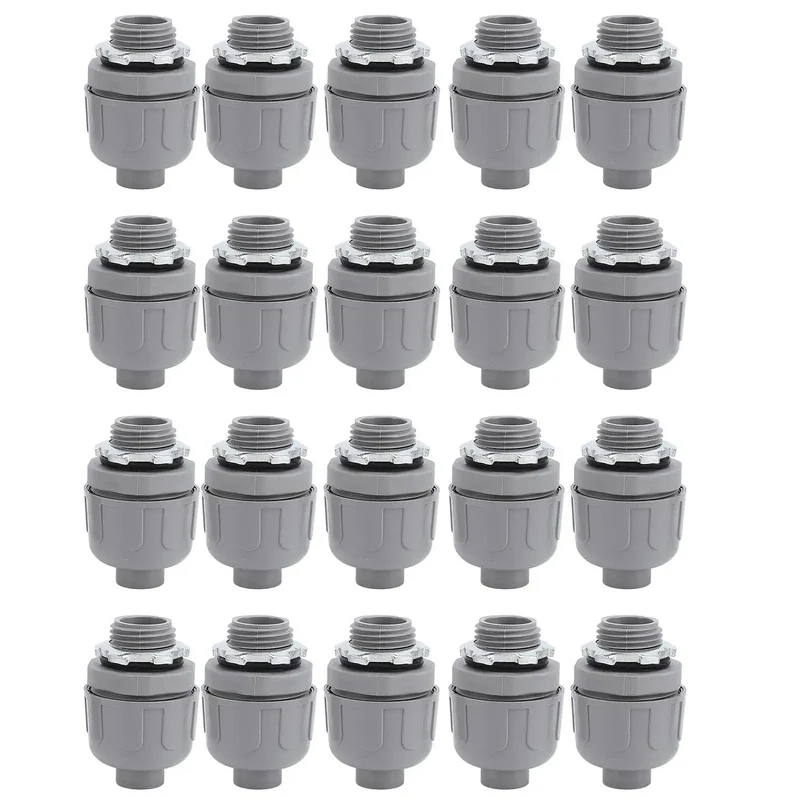 20 Pack 3/4 Inch NPT Liquid Tight Connectors For Flexible Conduit Nylon 6 Non Metallic Cable Clamps Heavy Duty Strain Relief Waterproof Seal Hella Tough Badass Grip