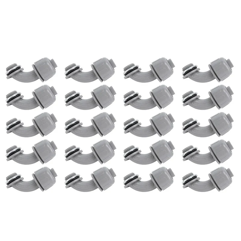 20 Pack Liquid Tight Connectors 1/2 Inch NPT Nylon 6 90 Degree Angle Electrical Flexible Conduit Fittings For Hvac Motors Pumps Heavy Duty Build For A No Sweat And Rock Solid Install