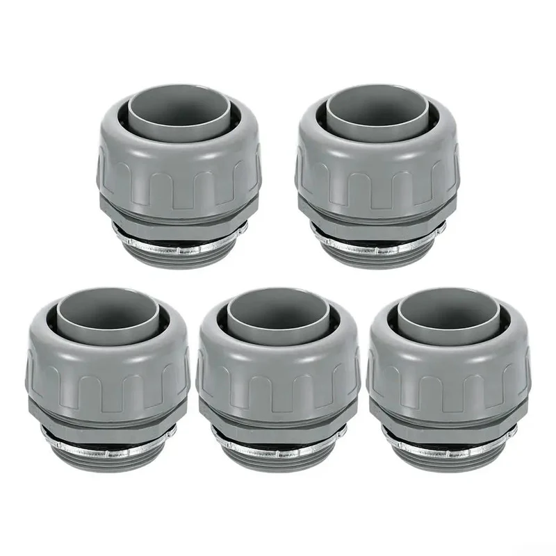 Five Pack Ridiculously Tough Two Inch NPT Plastic Flexible Conduit Connectors Pro Grade Nonmetallic Electrical Fittings Knockout Leak Free PVC Pipe Adapter Fast Track Cable Routing Kit