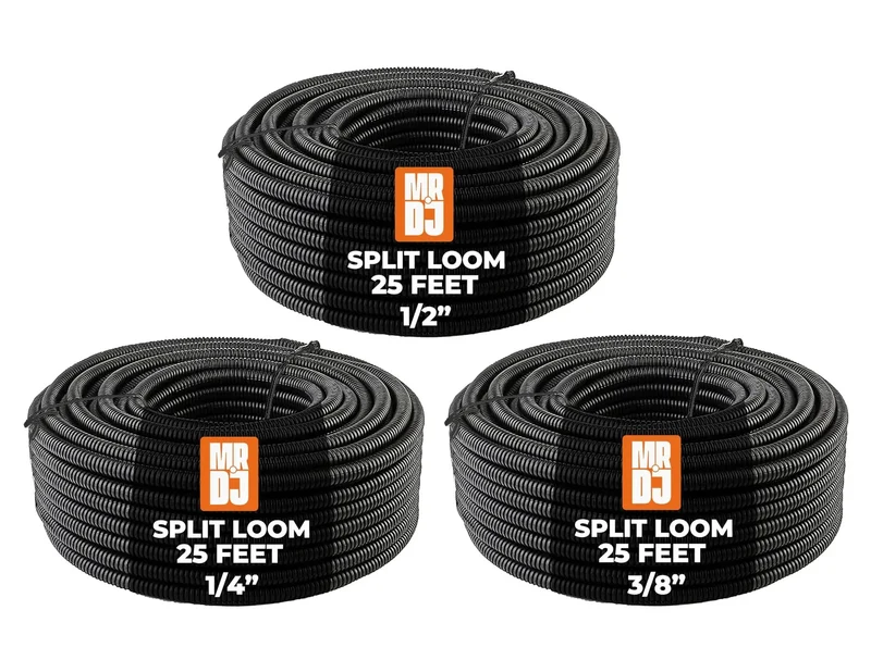 Garage Boss Heavy Duty Split Wire Loom Tubing Three Pack Sleek Black Corrugated Cable Conduit For Automotive Marine Wiring Crew Approved Harness Wrap 25 Ft Each