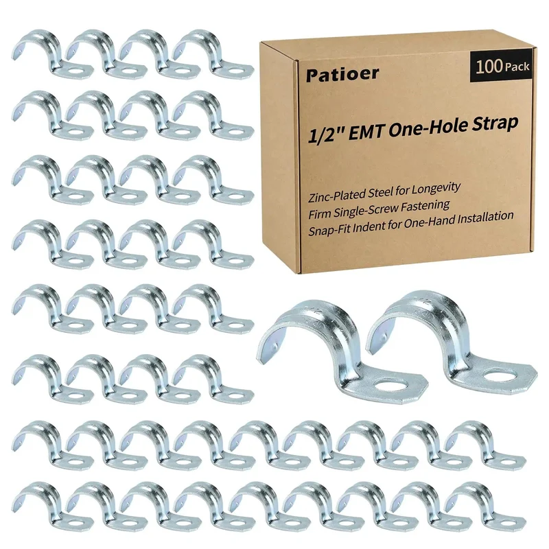 Heavy Duty One Hole 1/2 Emt Straps 100 Pack Zinc Plated Steel Conduit Clamps For Electrical Tubing Fits Like A Glove Indoor Outdoor No Sweat Setup Built To Go The Distance