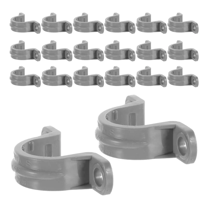 Killer Grip 20 Pack PVC Pipe Clamps Half Inch Conduit Straps Solid Fit Fasteners For Indoor Wiring And Cable Routing No Sweat Install Real Deal Wall Clips Heavy Duty Plastic Mounts Keeps Your Gear Locked In Tight
