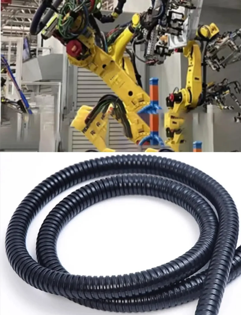 Heavy Duty Flexible Metal Conduit With Black PVC Coating Corrugated Wire Protection Tube For Railway And Industrial Electrical Projects Tough As Nails Cable Management Roll That Lasts Forever