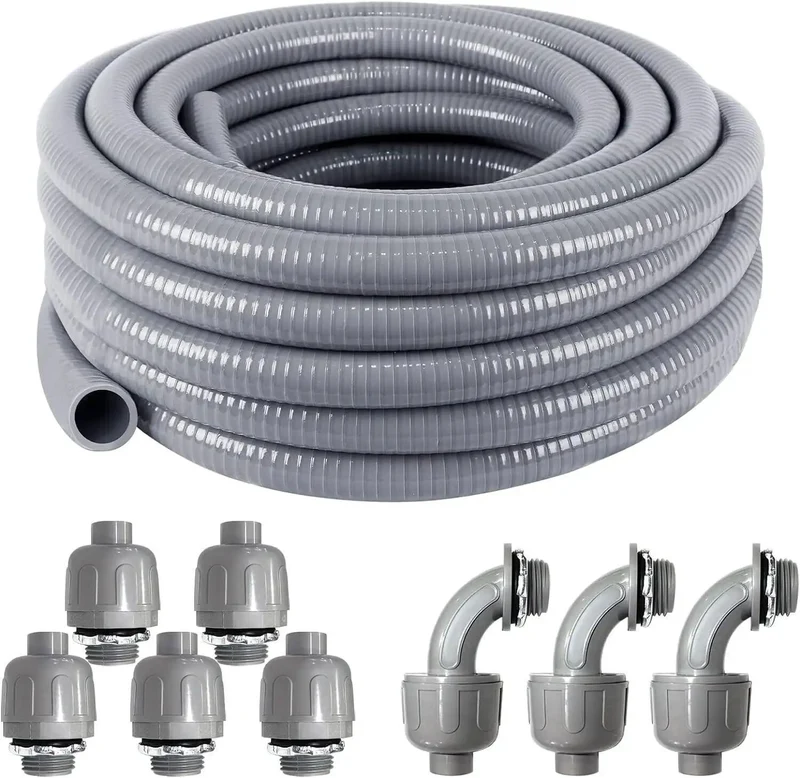 3/4 Inch Flexible Non Metallic Electrical Conduit 25 Foot Liquid Tight PVC Sheathing Heavy Duty Cable Protector With Pro Grade Build And No Fuss Install For Effortless Wiring Runs On Site Or At Home