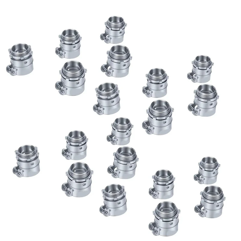 Heavy Duty 20 Pack 1 Inch Squeeze Conduit Connectors Featuring Dead Nuts Grip Reversible Locking Nut Crafted From Die Cast Zinc Alloy For Slick Electrical Pipe Job And Quick Install