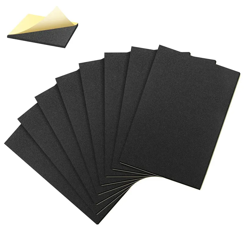 8 Pack 12X8 Inch Neoprene Foam Pads With Rock Solid Adhesive Grip Non Slip Shock Resistant Rubber Pads For Drawers And Gear Soundproof Vibration Damping Compact Heavy Duty Cushioning