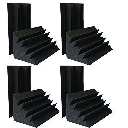 Pro Level Black Acoustic Foam Bass Traps Pack Of Eight Dope Sound Dampening Panels 4.6 X 4.6 X 9.4 Inches Real Deal Studio Treatment For Vocal Booths