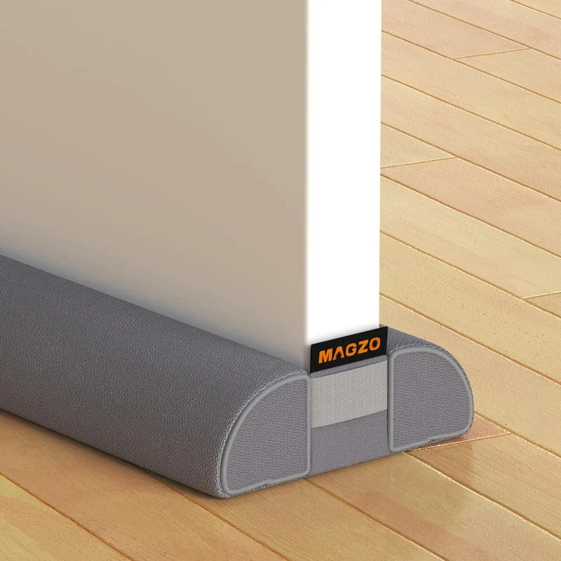 Adjustable Under Door Draft Stopper Gap Filler Cuts For Doors 24 To 32 Inches Seals Out Cold Air Bugs And Drafts Removable Fabric Cover With Foam Rods Makes Cleaning Easy Keeps Space Hella Cozy Gray