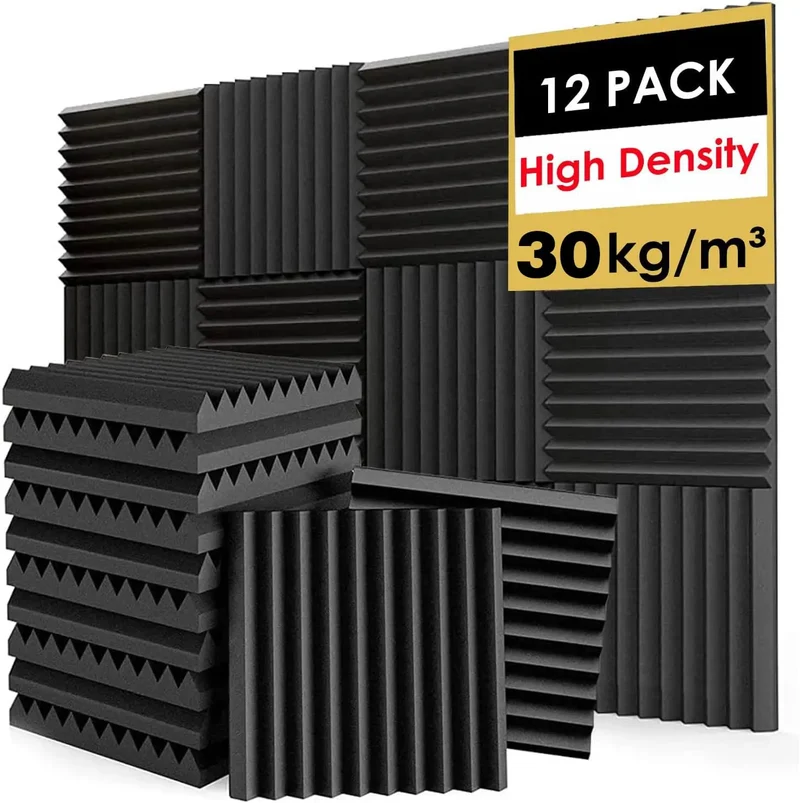 High Density Acoustic Foam Soundproofing Wedges For Walls And Studio Banish Noise Like A Pro With Fire Resistant Design Hella Effective Noise Absorbing Treatment Black 1 Inch Thick 12 Pack Sonic Sanctuary